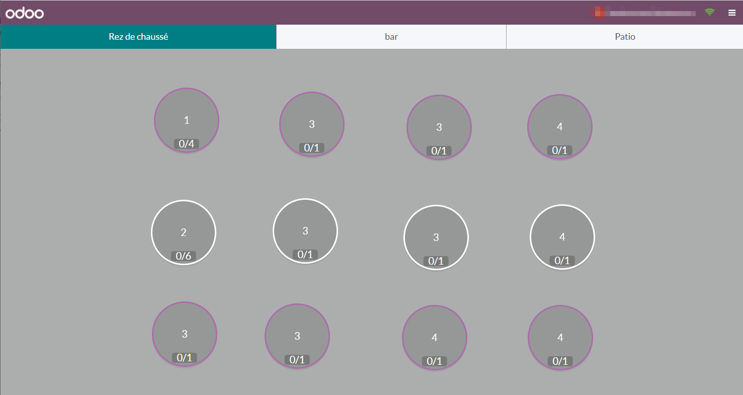 Logiciel de caisse Odoo, plan d'étage